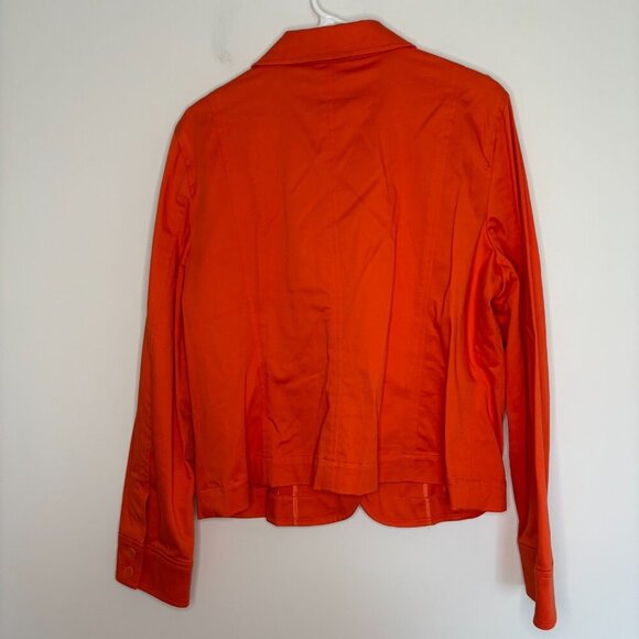 LIZ CLAIBORNE Blazer Womens XL Orange Stretch Buttons Pockets Shoulder Detail - Picture 2 of 4